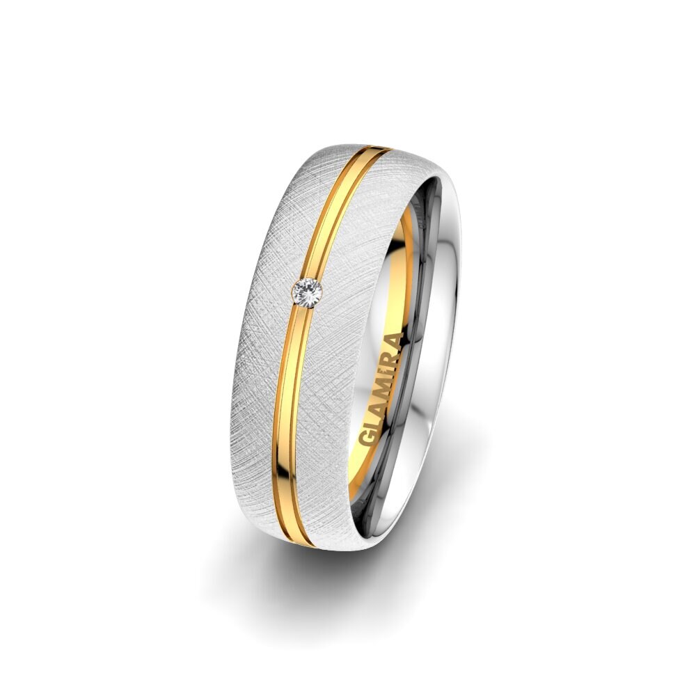Or Blanc & Jaune 585 Saphir Blanc Alliance pour femme Exotic Serenity 6 mm