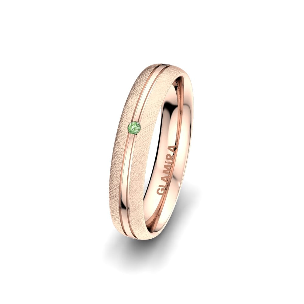 14ct Rose Gold Green Diamond Women's Wedding Ring Exotic Serenity 4 mm