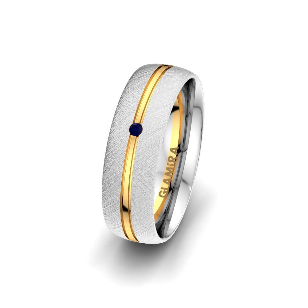 14k White & Yellow Gold Sapphire Women's Wedding Ring Exotic Serenity 6 mm