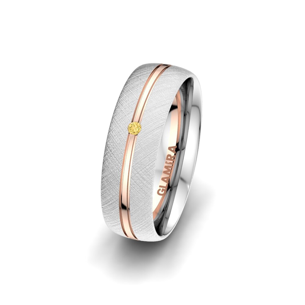 Weiß & Rotgold 750 Gelber Diamant Damen trauring Exotic Serenity 6 mm