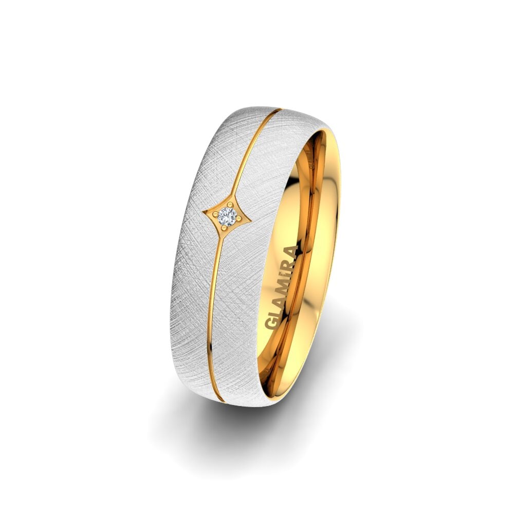 Weiß & Gelbgold 375 Labor-gezüchteter Diamant Damen trauring Exotic Round 6 mm