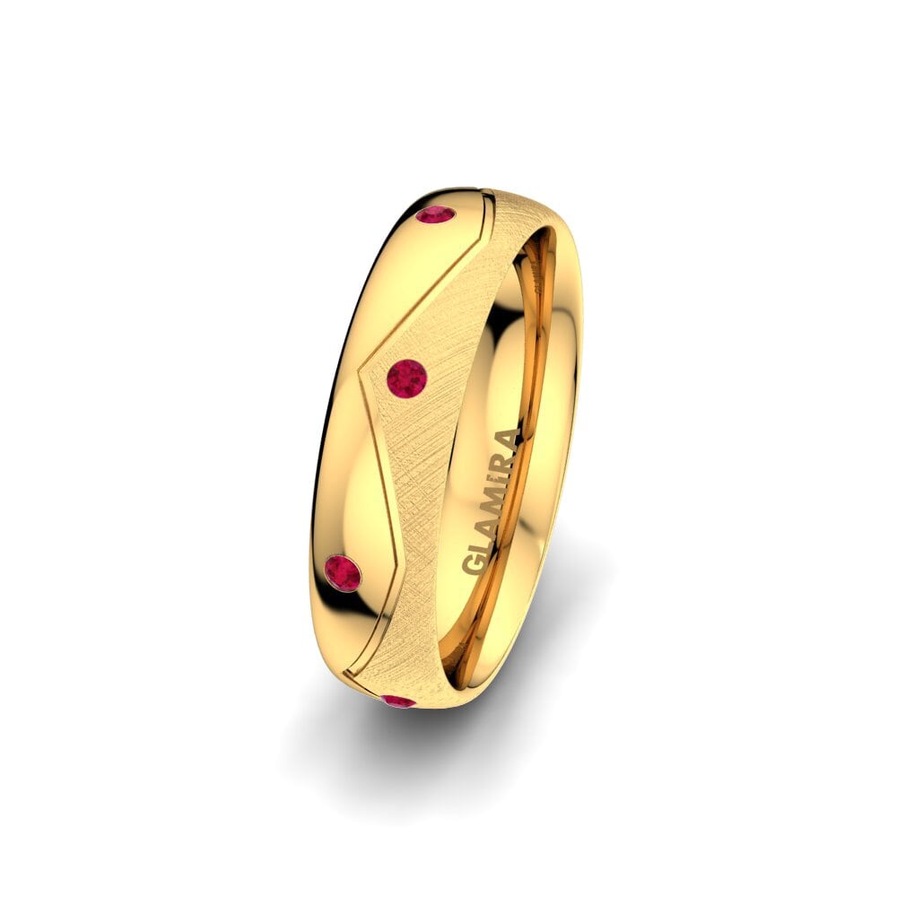 9ct Yellow Gold Ruby Women's Wedding Ring Exotic Line 5 mm