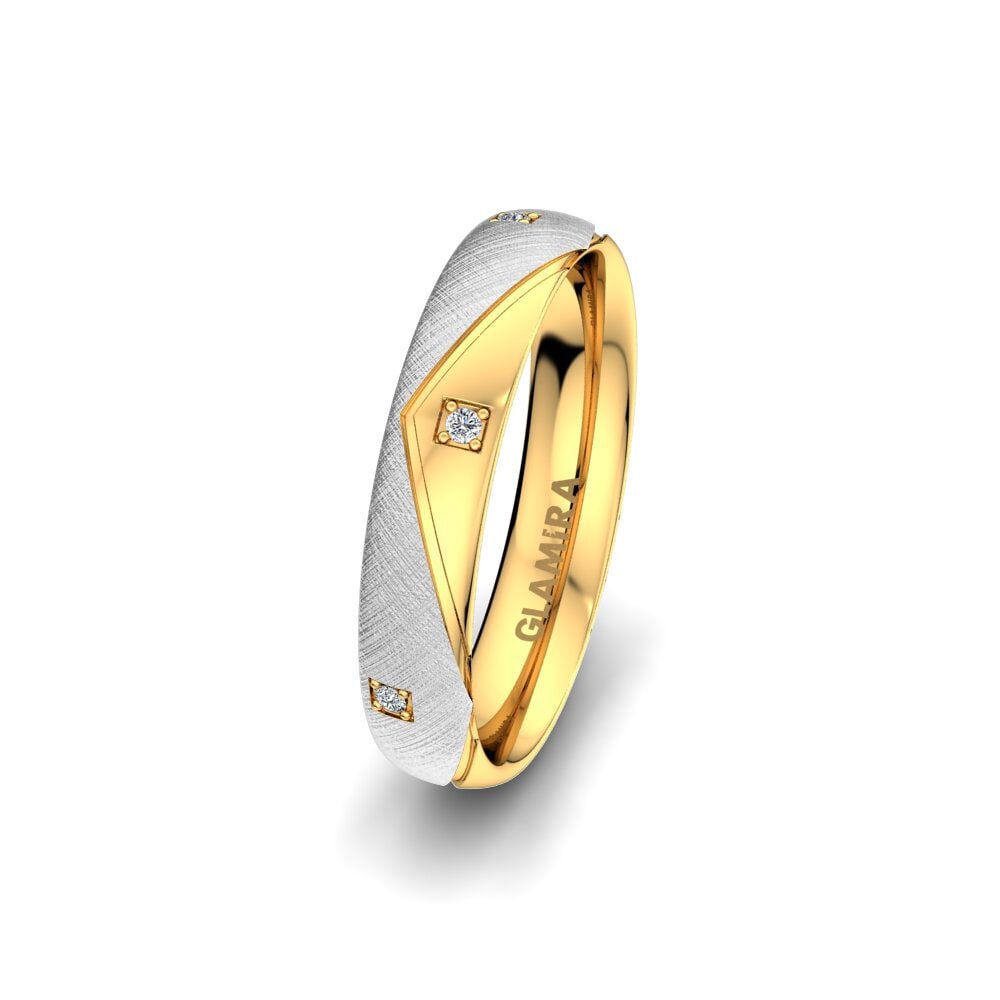 14k 白黃K金 女士结婚戒指 Angels Witness 4 mm