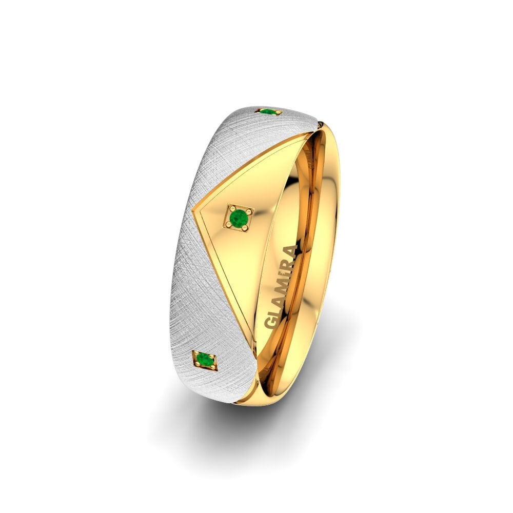 Or Blanc & Jaune 375 Émeraude Alliance pour femme Angels Witness 6 mm