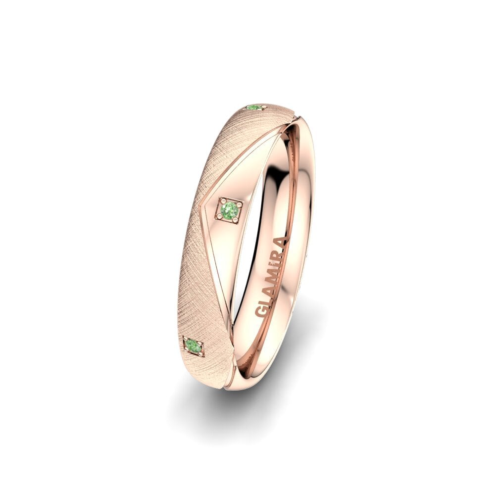 14ct Rose Gold Green Diamond Women's Wedding Ring Angels Witness 4 mm