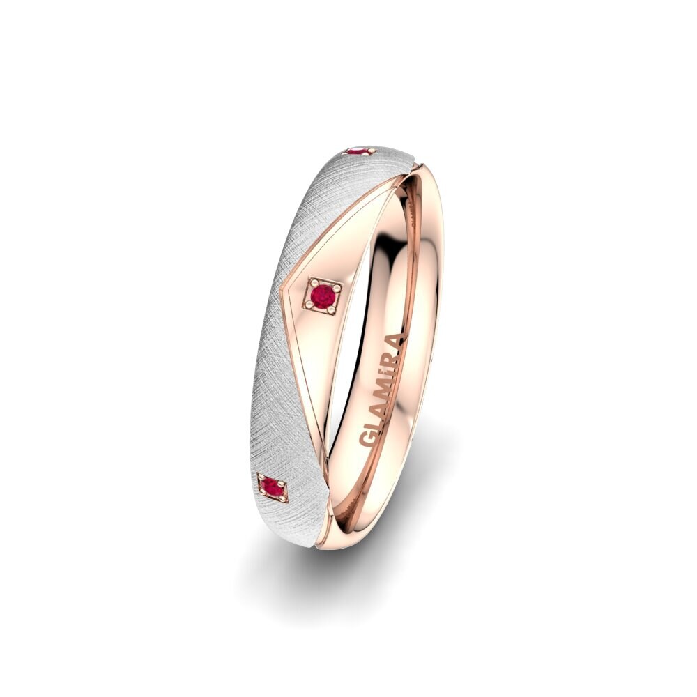9K White & Rose Gold Ruby Women's Ring Angels Witness 4 mm