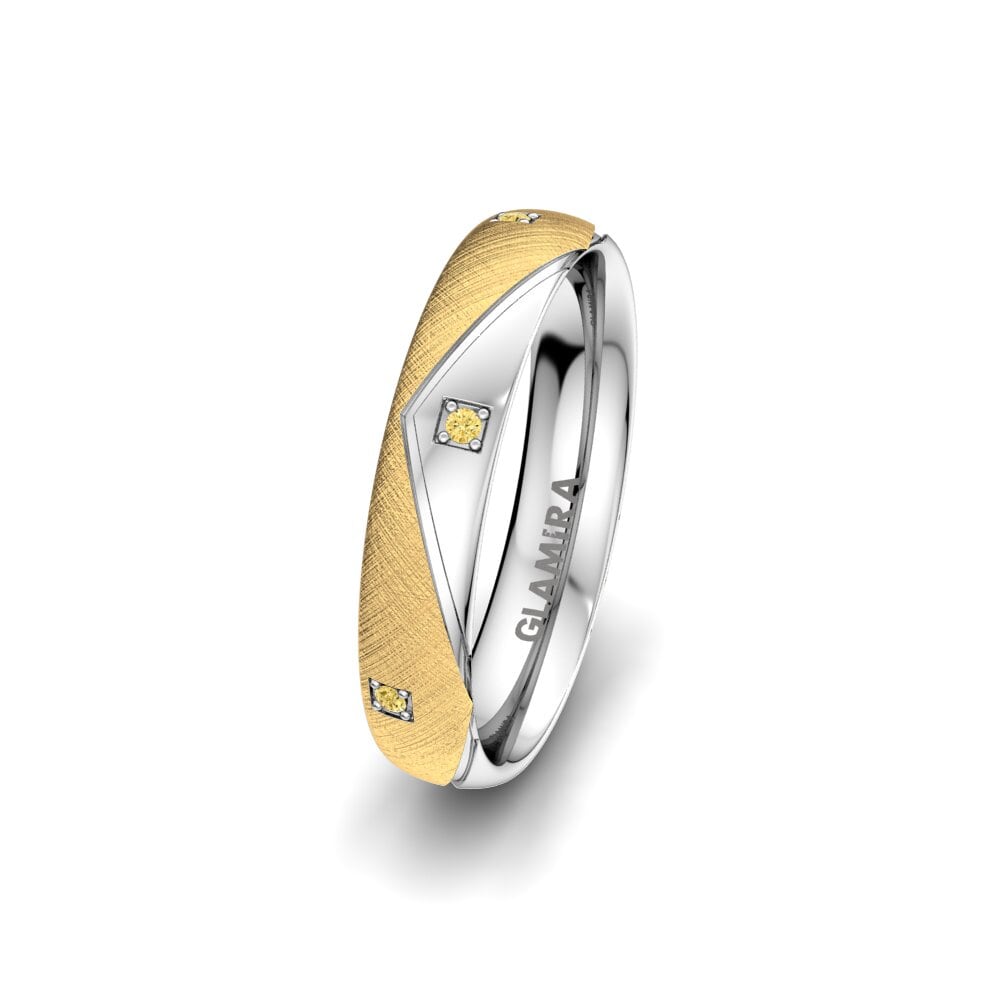 14ct Yellow & White Gold Yellow Diamond Women's Wedding Ring Angels Witness 4 mm