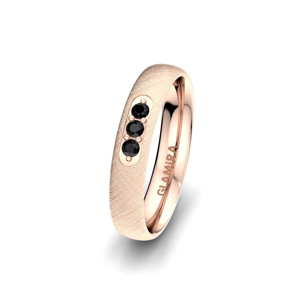 14ct Rose Gold Black Onyx Women's Wedding Ring Exotic Ground 4 mm
