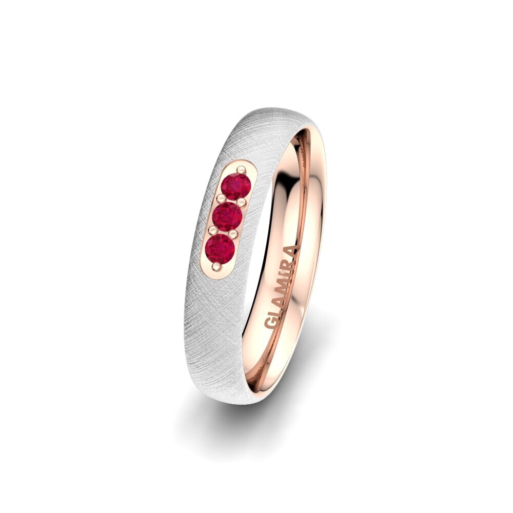 9K White & Rose Gold Ruby Women's Ring Exotic Ground 4 mm