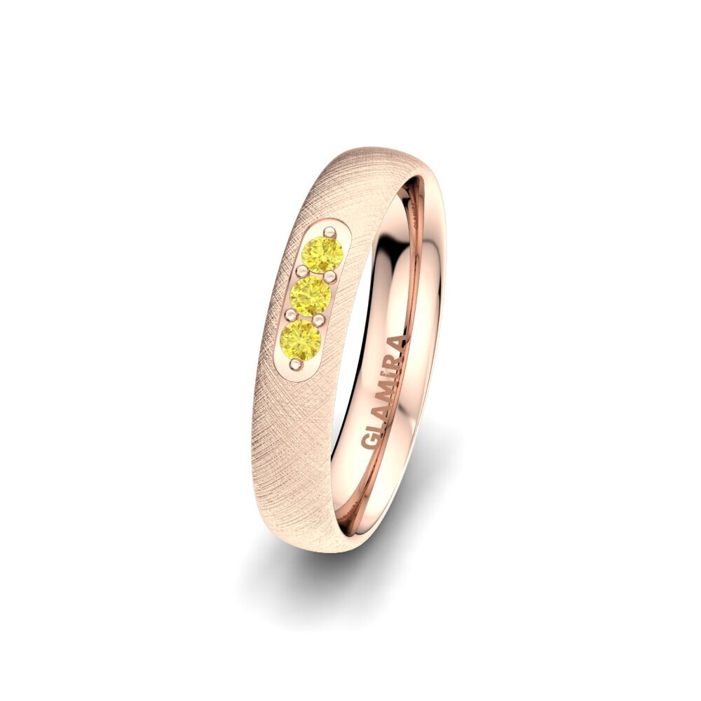 14ct Rose Gold Yellow Sapphire Women's Wedding Ring Exotic Ground 4 mm