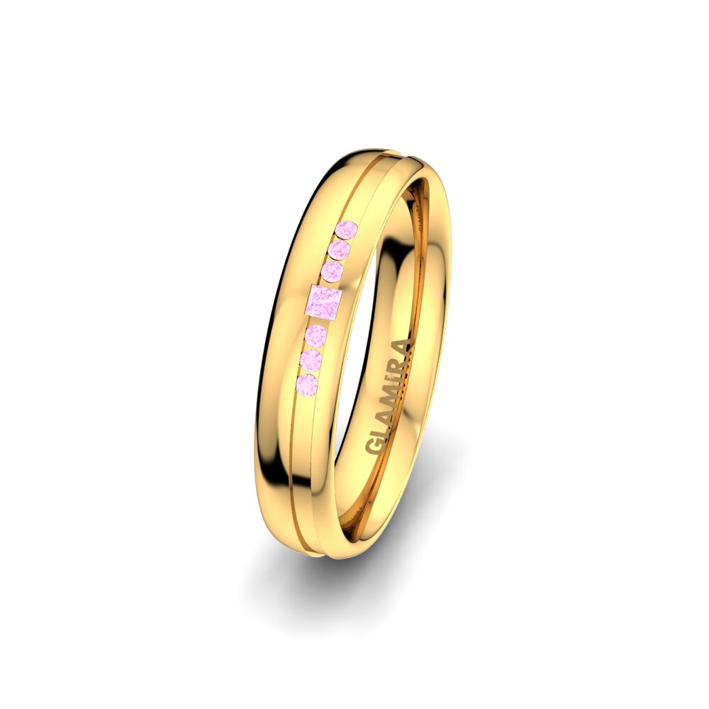 14ct Yellow Gold Pink Sapphire Women's Wedding Ring Exotic Dream 4 mm