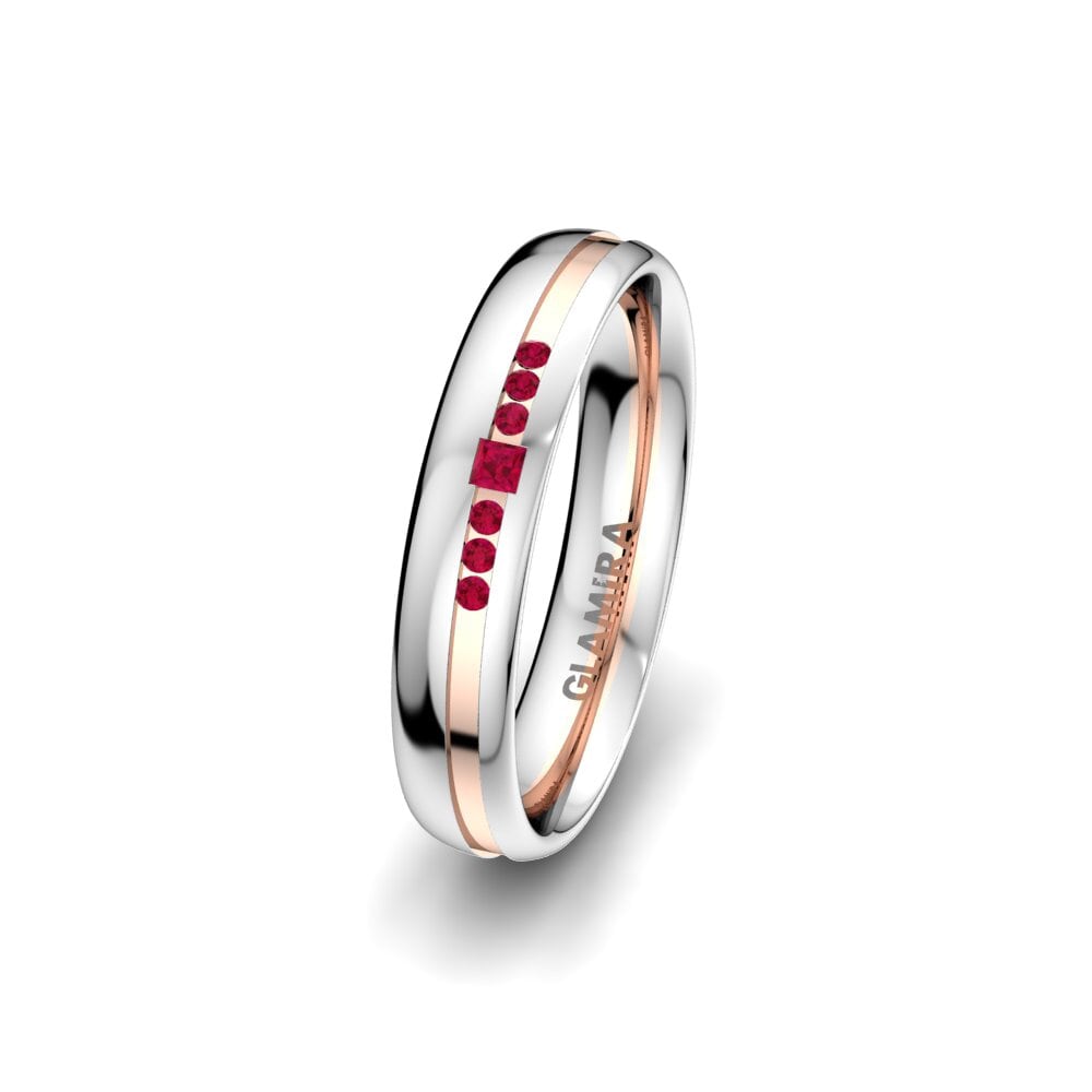 9K White & Rose Gold Ruby Women's Ring Exotic Dream 4 mm