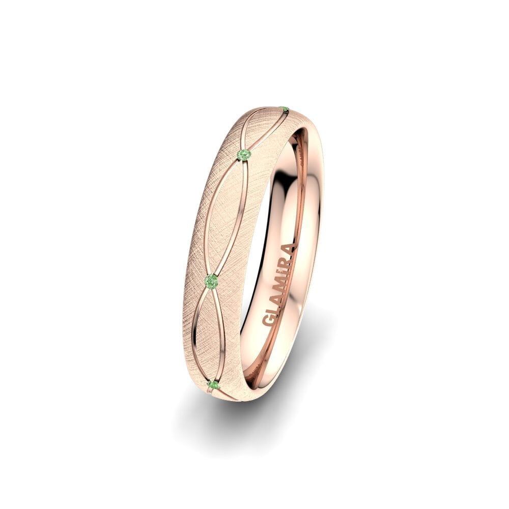 14ct Rose Gold Green Diamond Women's Wedding Ring Alluring Swing 4 mm