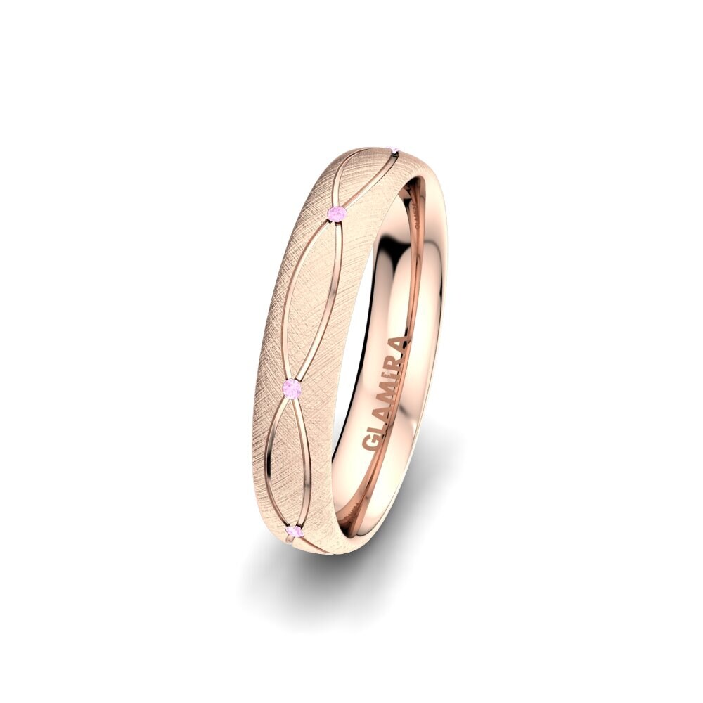 14ct Rose Gold Pink Sapphire Women's Wedding Ring Alluring Swing 4 mm