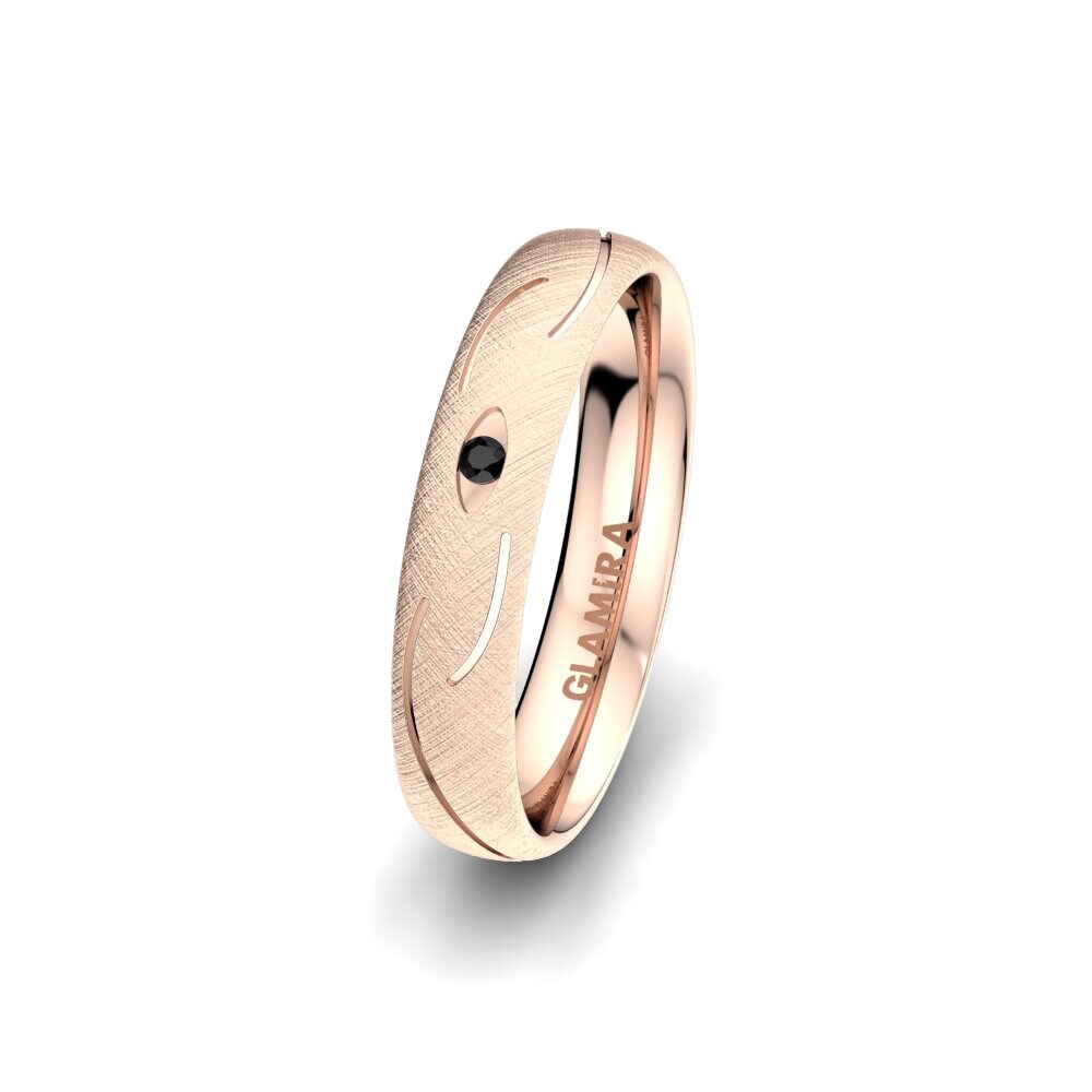 14ct Rose Gold Black Sapphire Women's Wedding Ring Exotic Air 4 mm