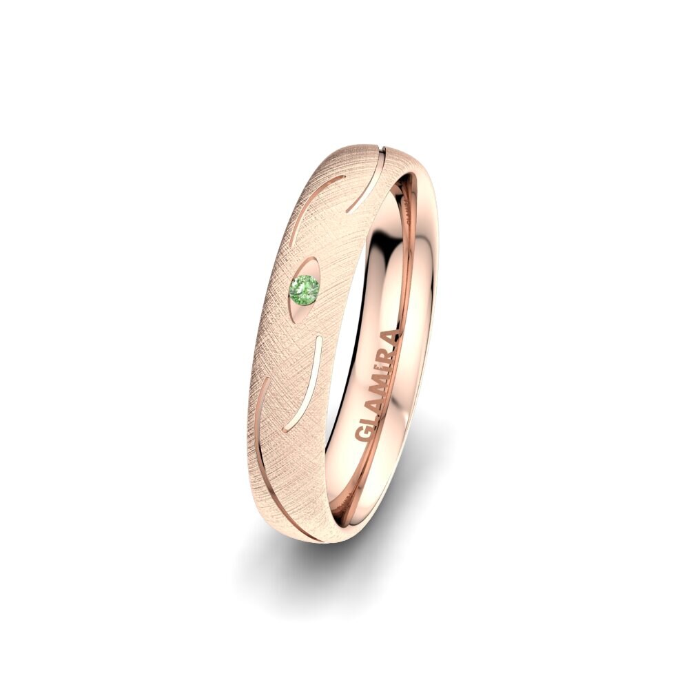 14ct Rose Gold Green Diamond Women's Wedding Ring Exotic Air 4 mm