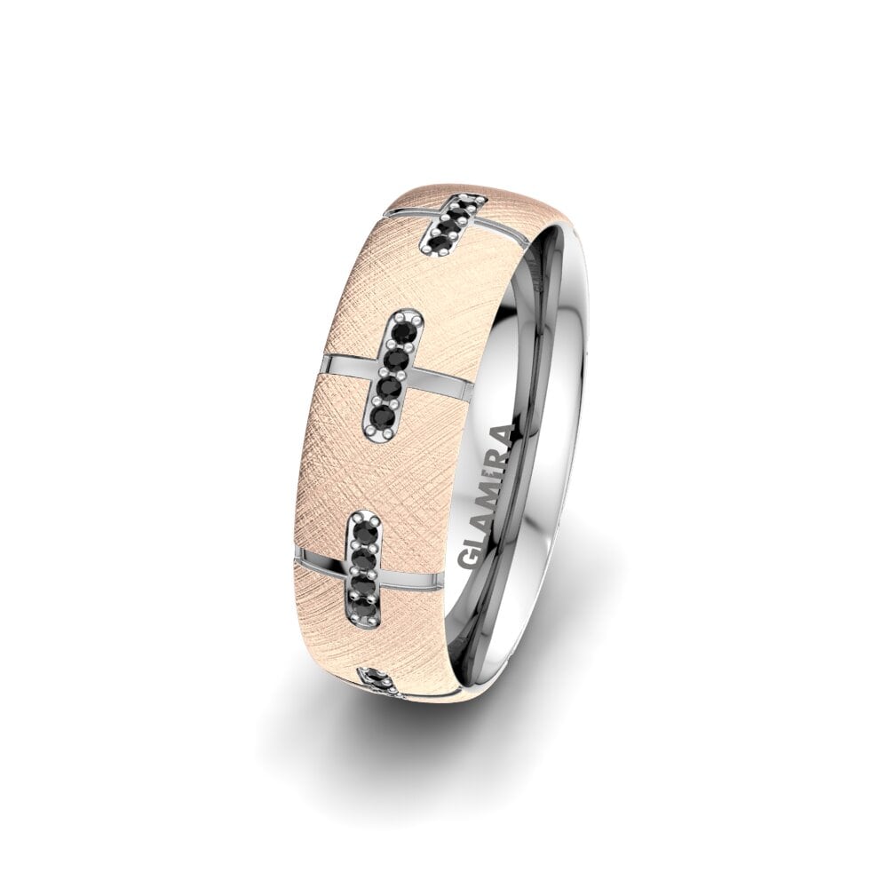750 Rot & Weißgold Schwarzer Diamant Damen trauring Alluring Sassy 6 mm