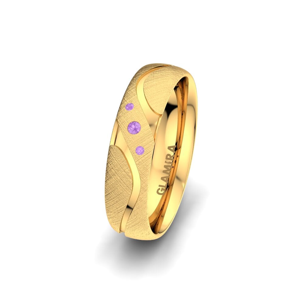 14ct Yellow Gold Amethyst Women's Wedding Ring Elegant Touch 5 mm