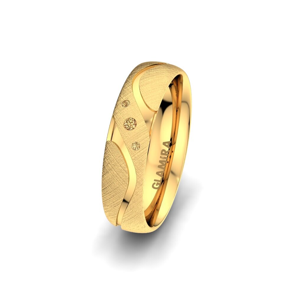 14ct Yellow Gold Brown Diamond Women's Wedding Ring Elegant Touch 5 mm