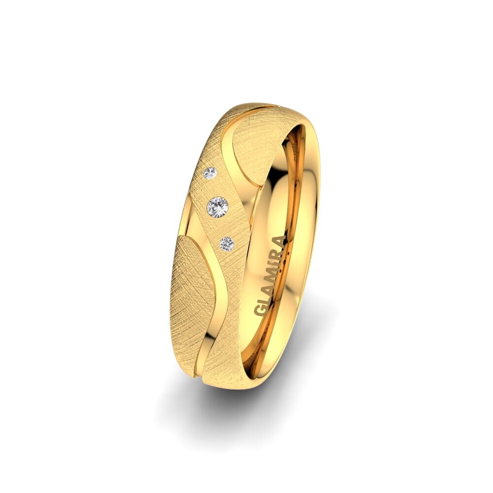 14ct Yellow Gold White sapphire Women's Wedding Ring Elegant Touch 5 mm