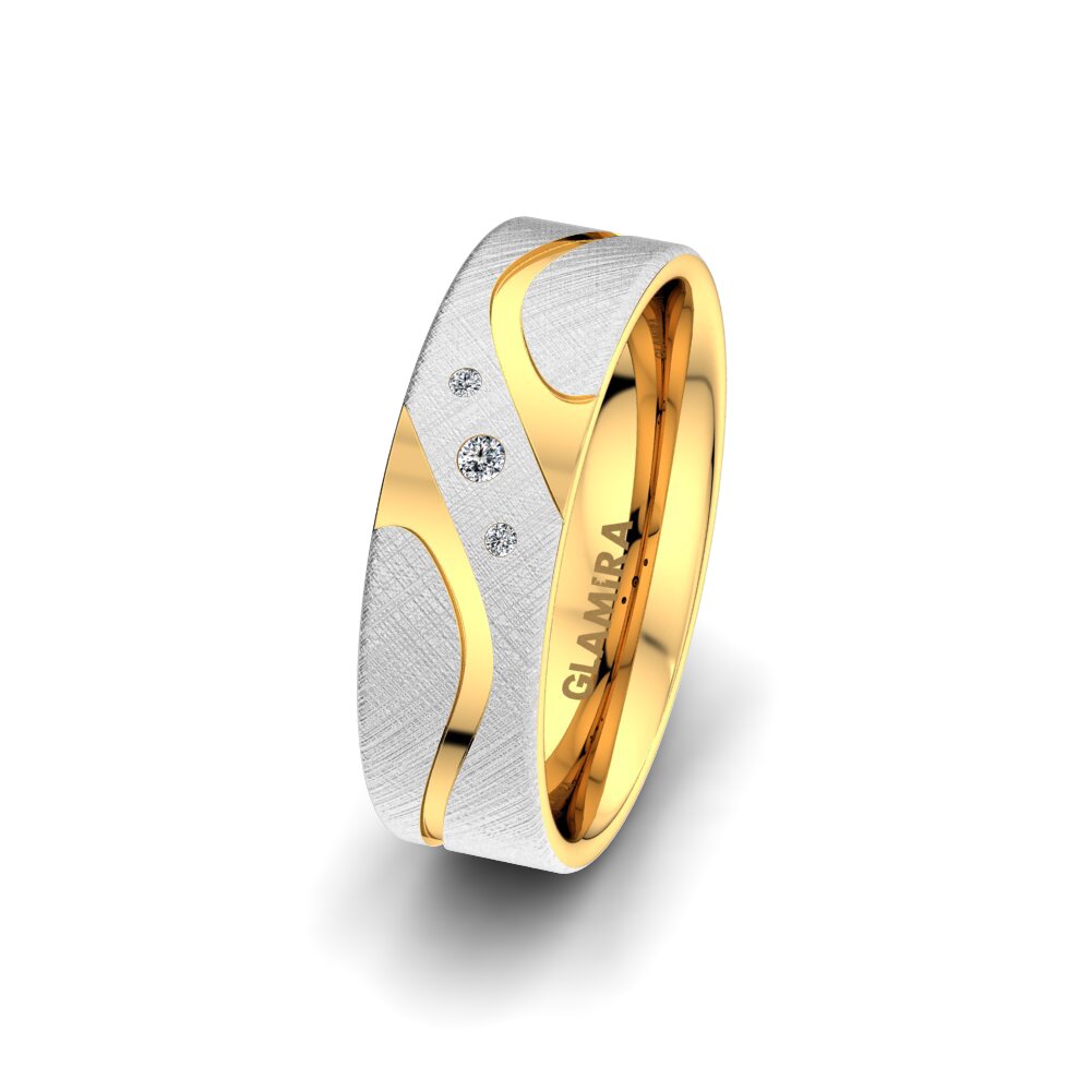 18ct White & Yellow Gold Women's Wedding Ring Elegant Touch 6 mm