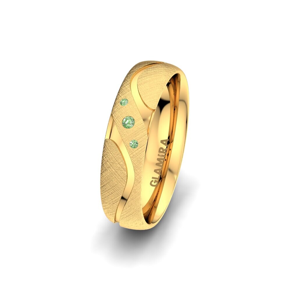 Or Jaune 585 Diamant Vert Alliance pour femme Elegant Touch 5 mm