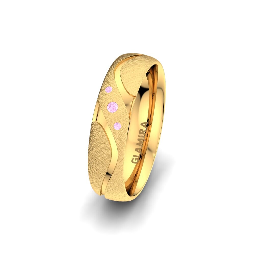 14ct Yellow Gold Pink Sapphire Women's Wedding Ring Elegant Touch 5 mm