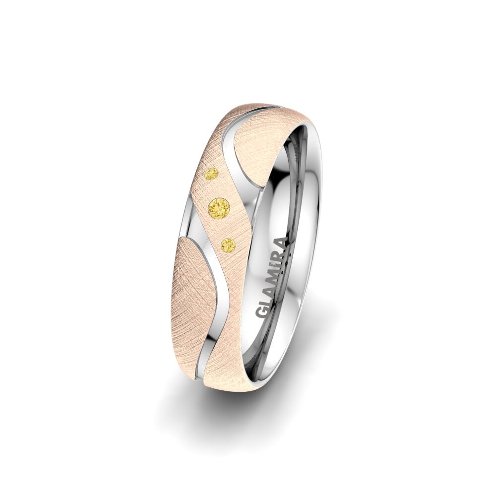 585 Rot & Weißgold Gelber Diamant Damen trauring Elegant Touch 5 mm