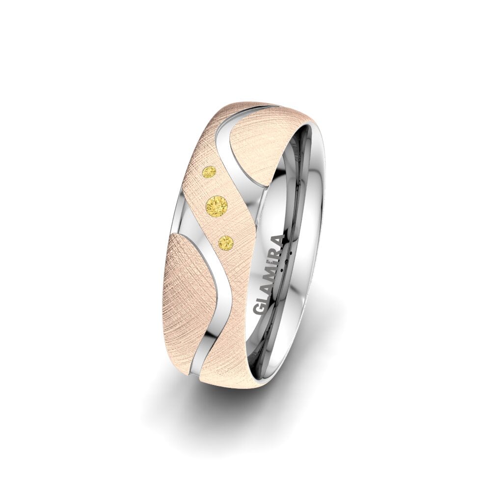 375 Rot & Weißgold Gelber Diamant Damen trauring Elegant Touch 6 mm