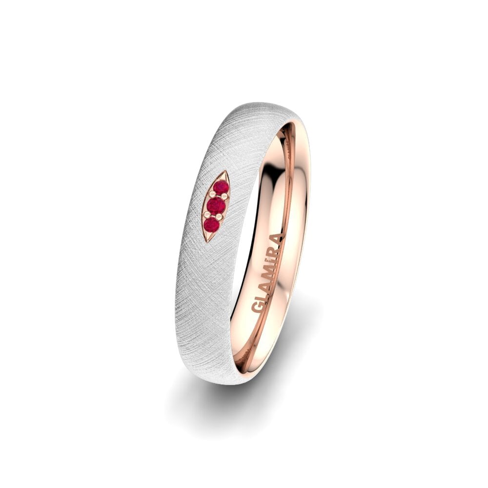 9K White & Rose Gold Ruby Women's Ring Adore Dance 4 mm