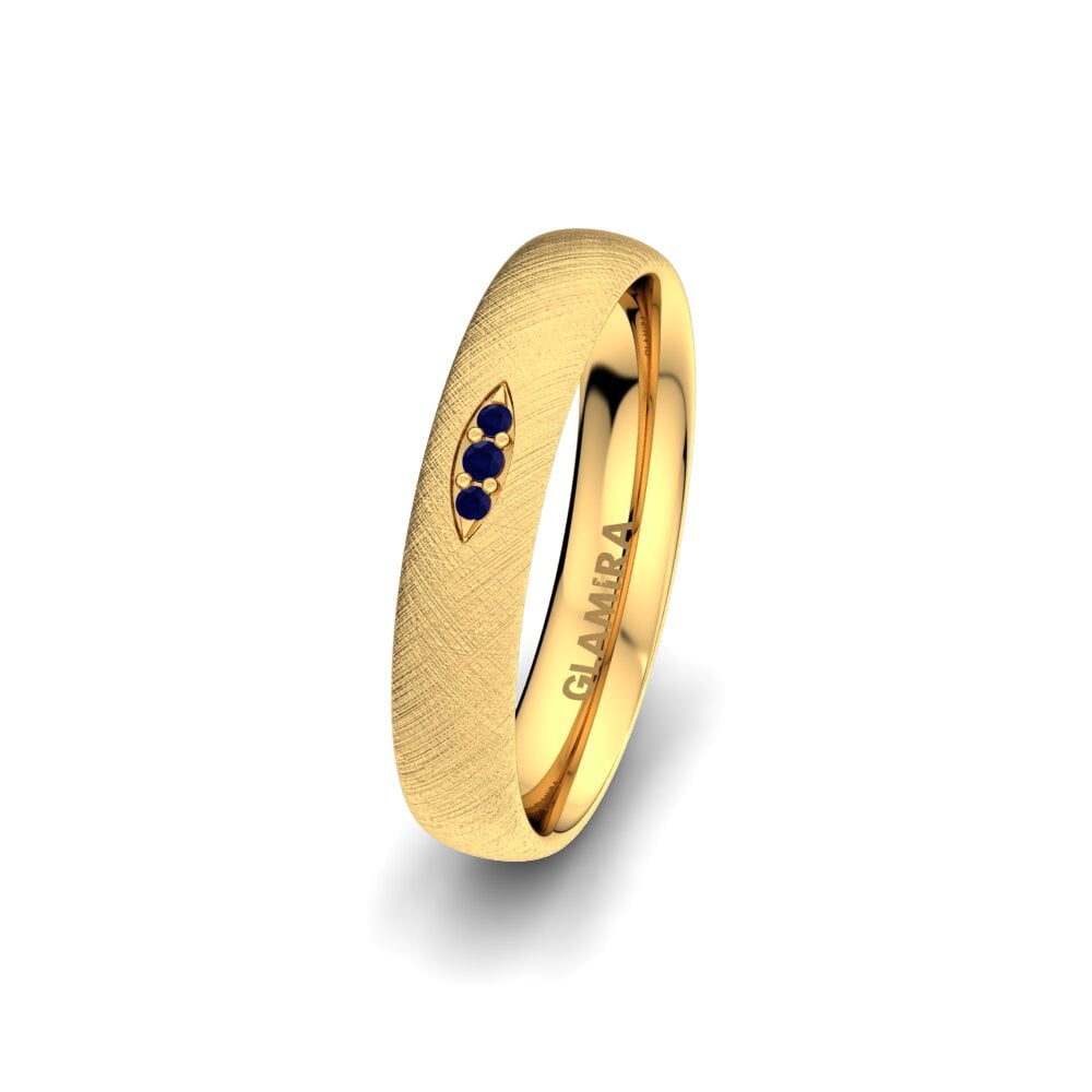 14ct Yellow Gold Sapphire Women's Wedding Ring Adore Dance 4 mm