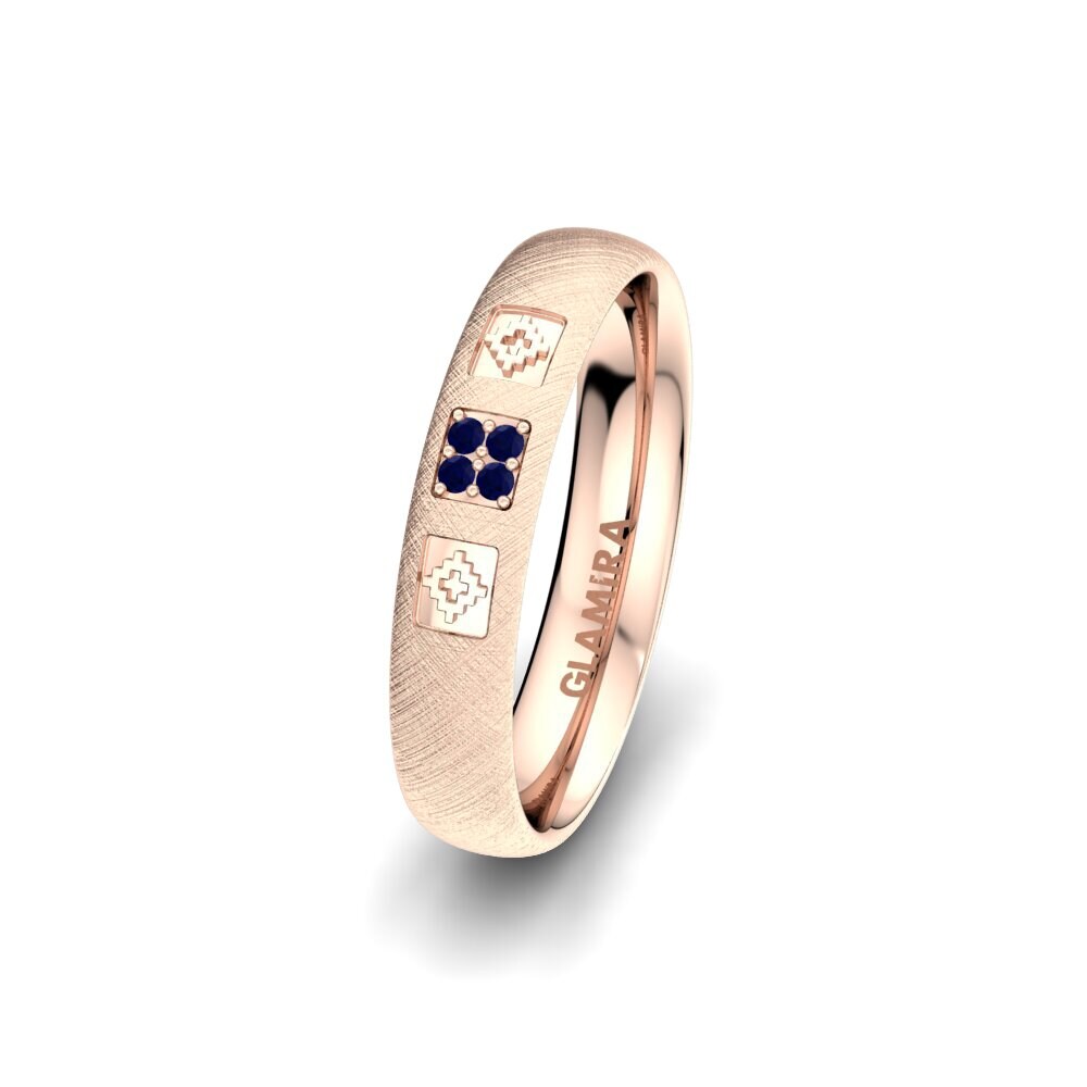 14ct Rose Gold Sapphire Women's Wedding Ring Elegant Light 4 mm