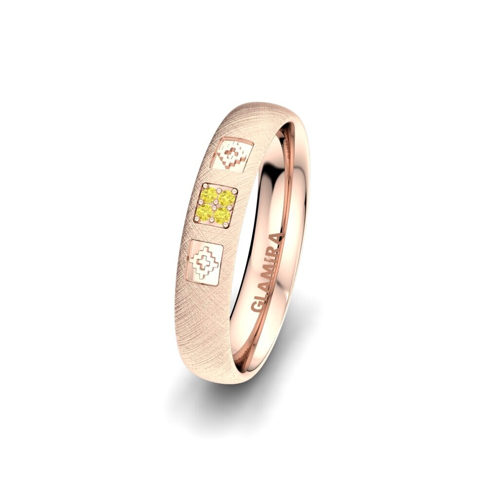 14ct Rose Gold Yellow Sapphire Women's Wedding Ring Elegant Light 4 mm