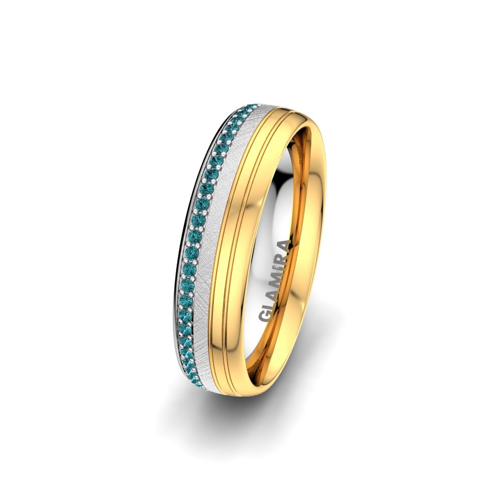 18ct White & Yellow Gold Blue Diamond Women's Wedding Ring Adore Line 5 mm