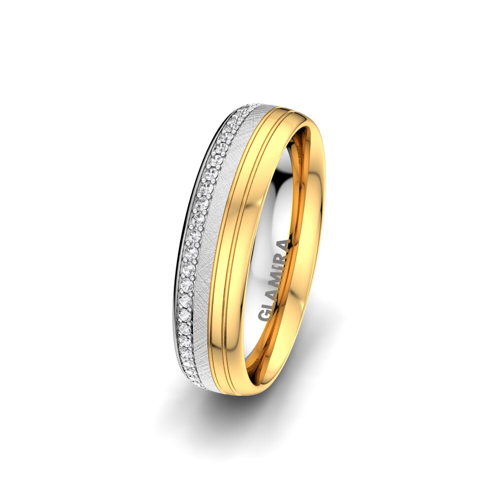 Weiß & Gelbgold 750 Weißer Saphir Damen trauring Adore Line 5 mm