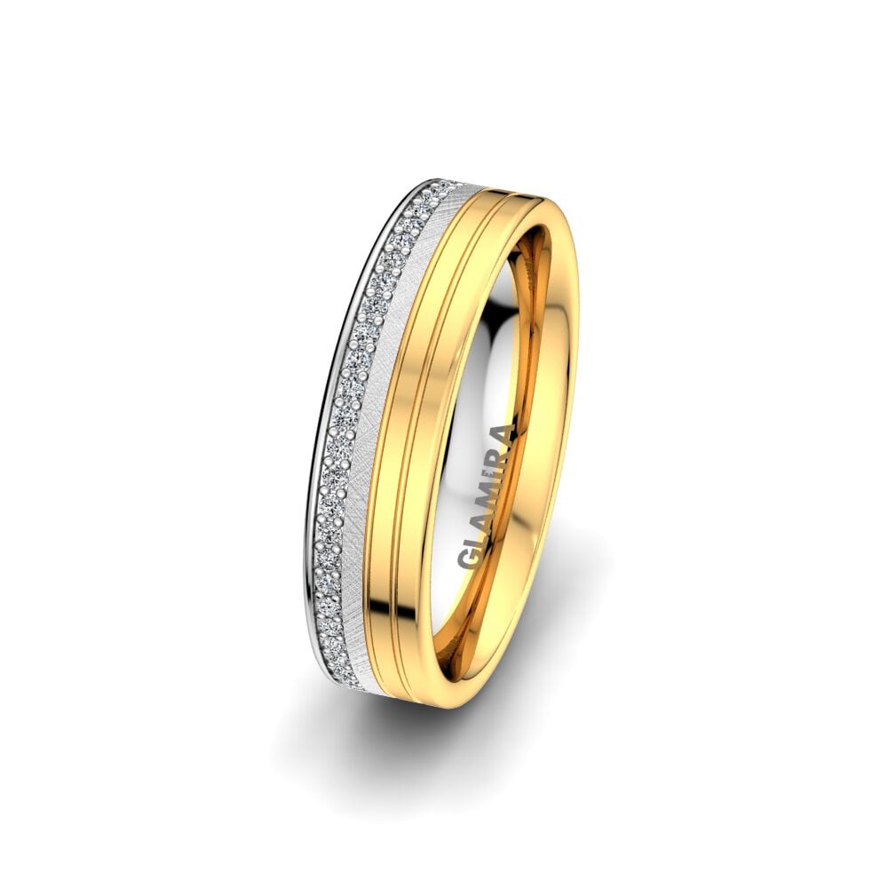 18ct White & Yellow Gold Women's Wedding Ring Adore Line 5 mm