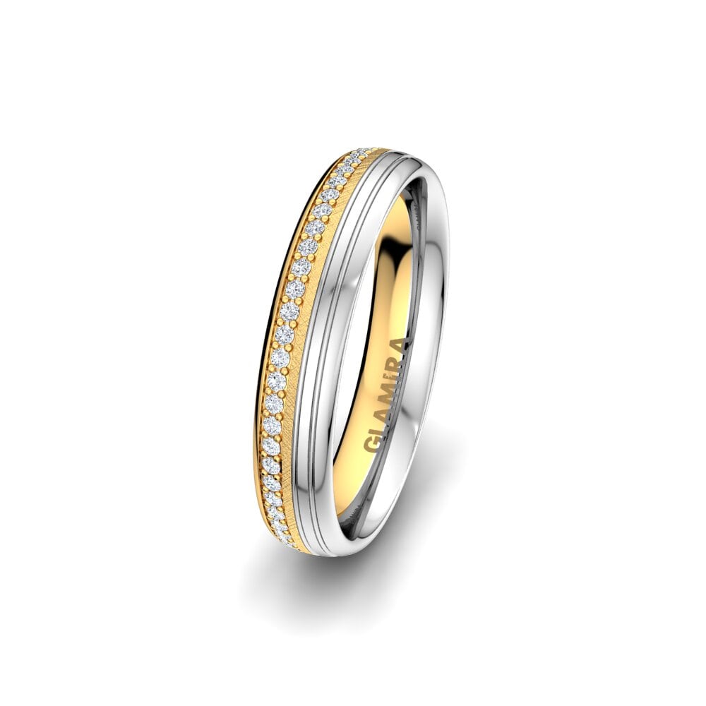375 Gelb & Weißgold Labor-gezüchteter Diamant Damen trauring Adore Line 4 mm