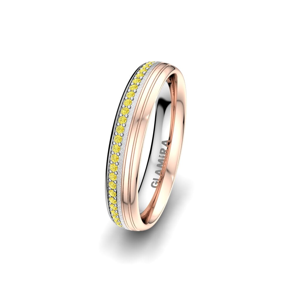 Weiß & Rotgold 750 Gelber Saphir Damen trauring Adore Line 4 mm