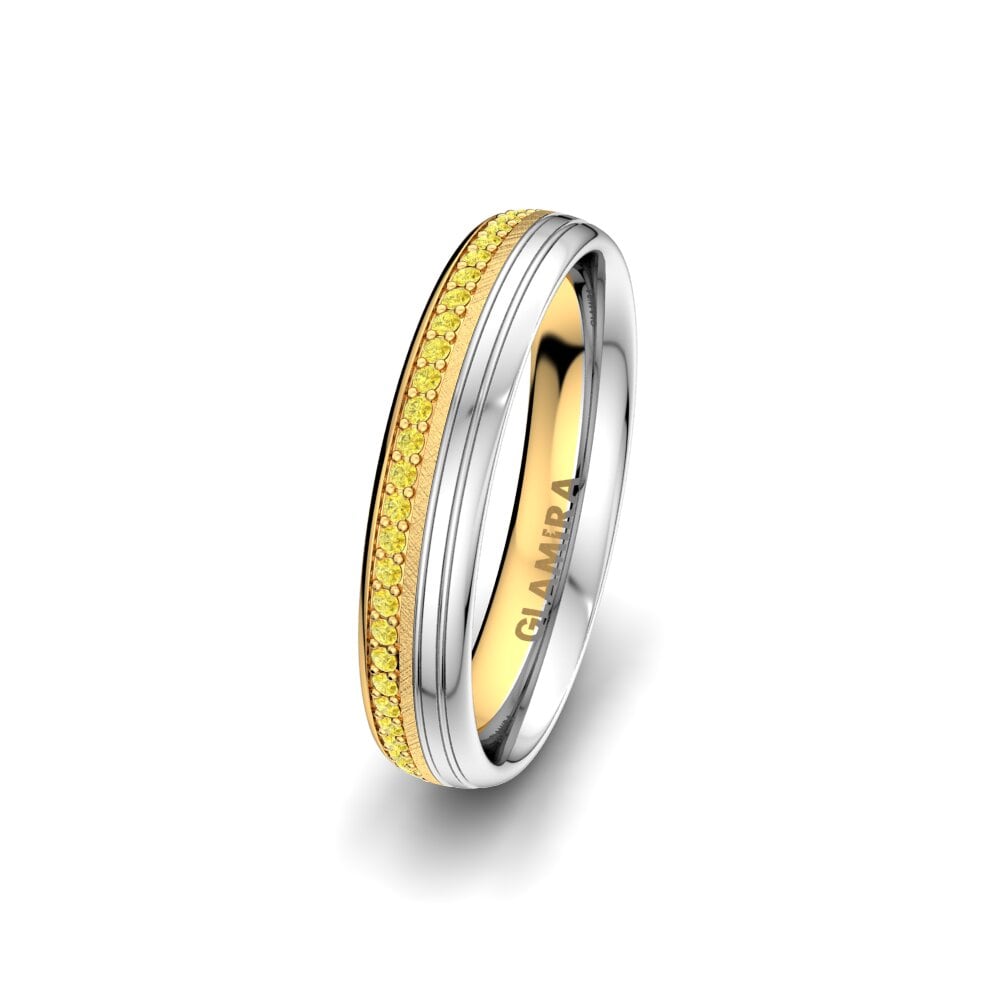 375 Gelb & Weißgold Gelber Saphir Damen trauring Adore Line 4 mm