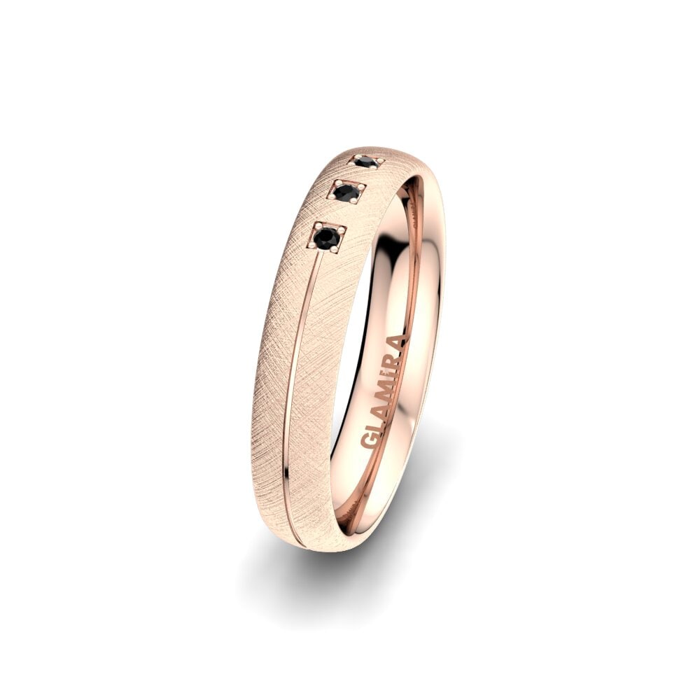 14ct Rose Gold Black Onyx Women's Wedding Ring Elegant Dream 4 mm