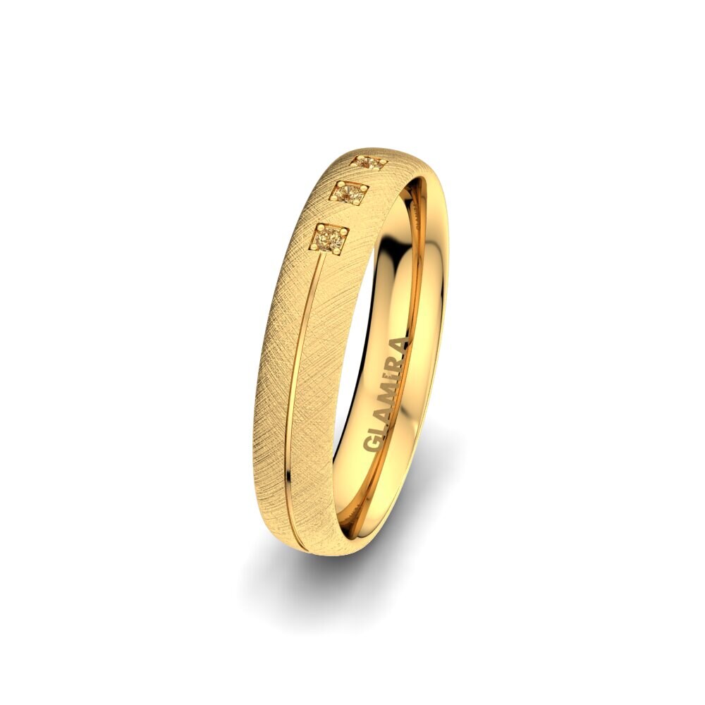 14ct Yellow Gold Brown Diamond Women's Wedding Ring Elegant Dream 4 mm