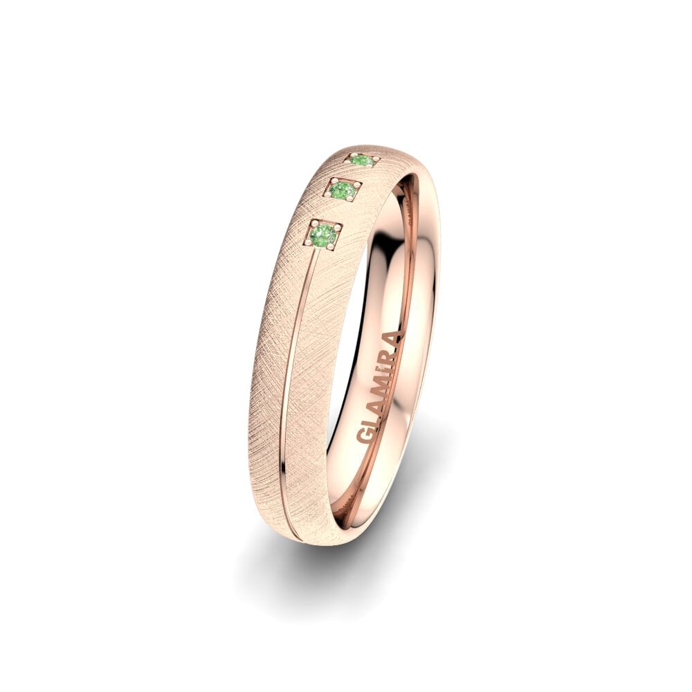 14ct Rose Gold Green Diamond Women's Wedding Ring Elegant Dream 4 mm