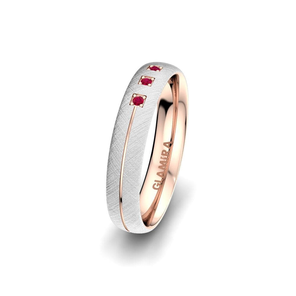 9K White & Rose Gold Ruby Women's Ring Elegant Dream 4 mm