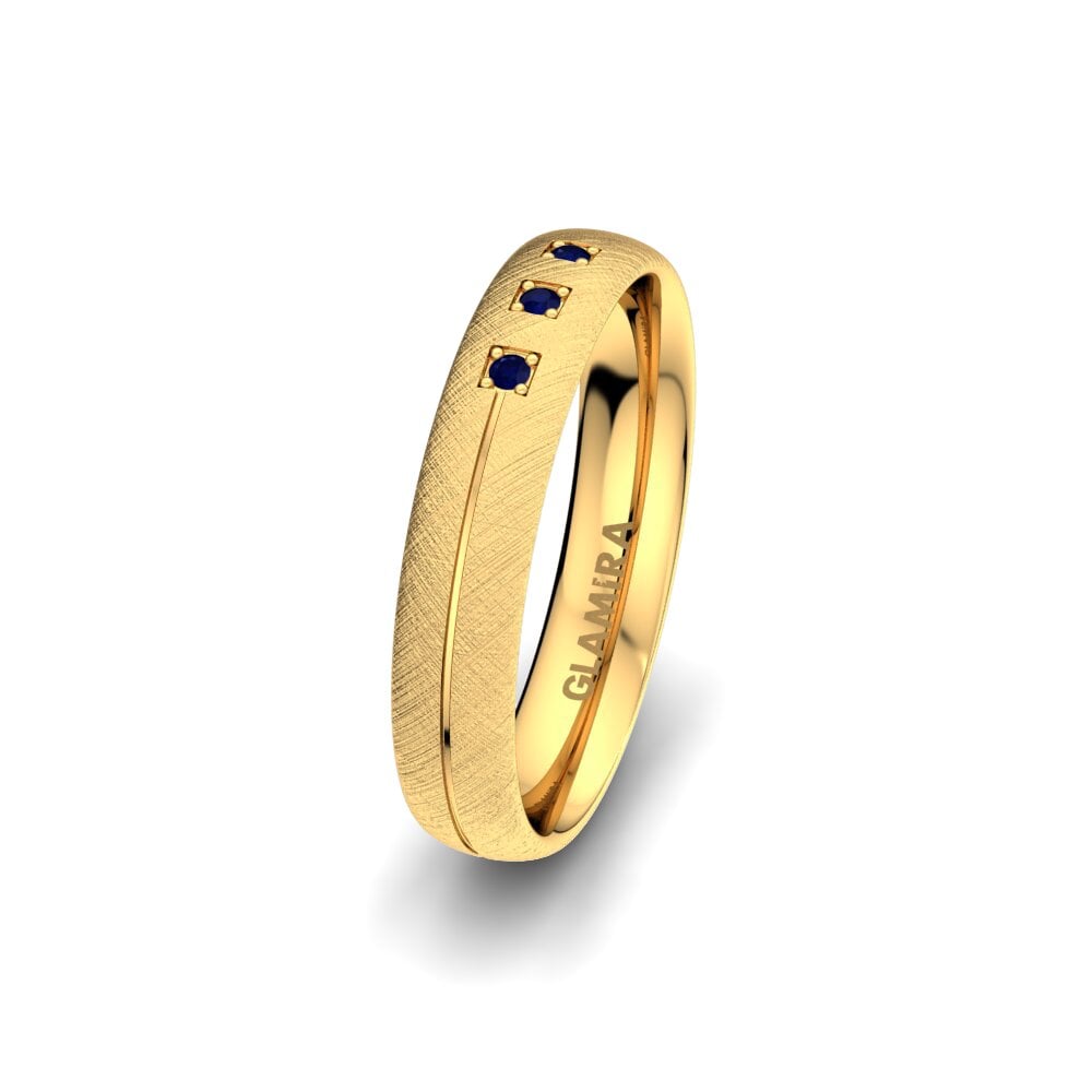 14ct Yellow Gold Sapphire Women's Wedding Ring Elegant Dream 4 mm