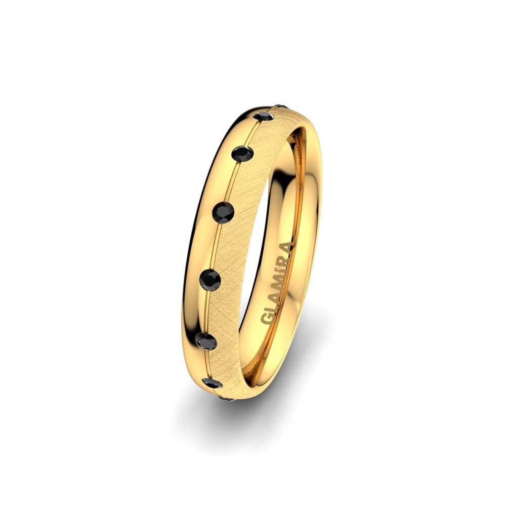Or Jaune 585 Diamant Noir Alliance pour femme Elegant Choice 4 mm