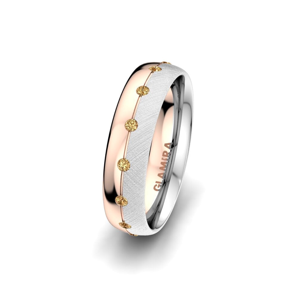 Weiß & Rotgold 750 Brauner Diamant Damen trauring Elegant Choice 5 mm