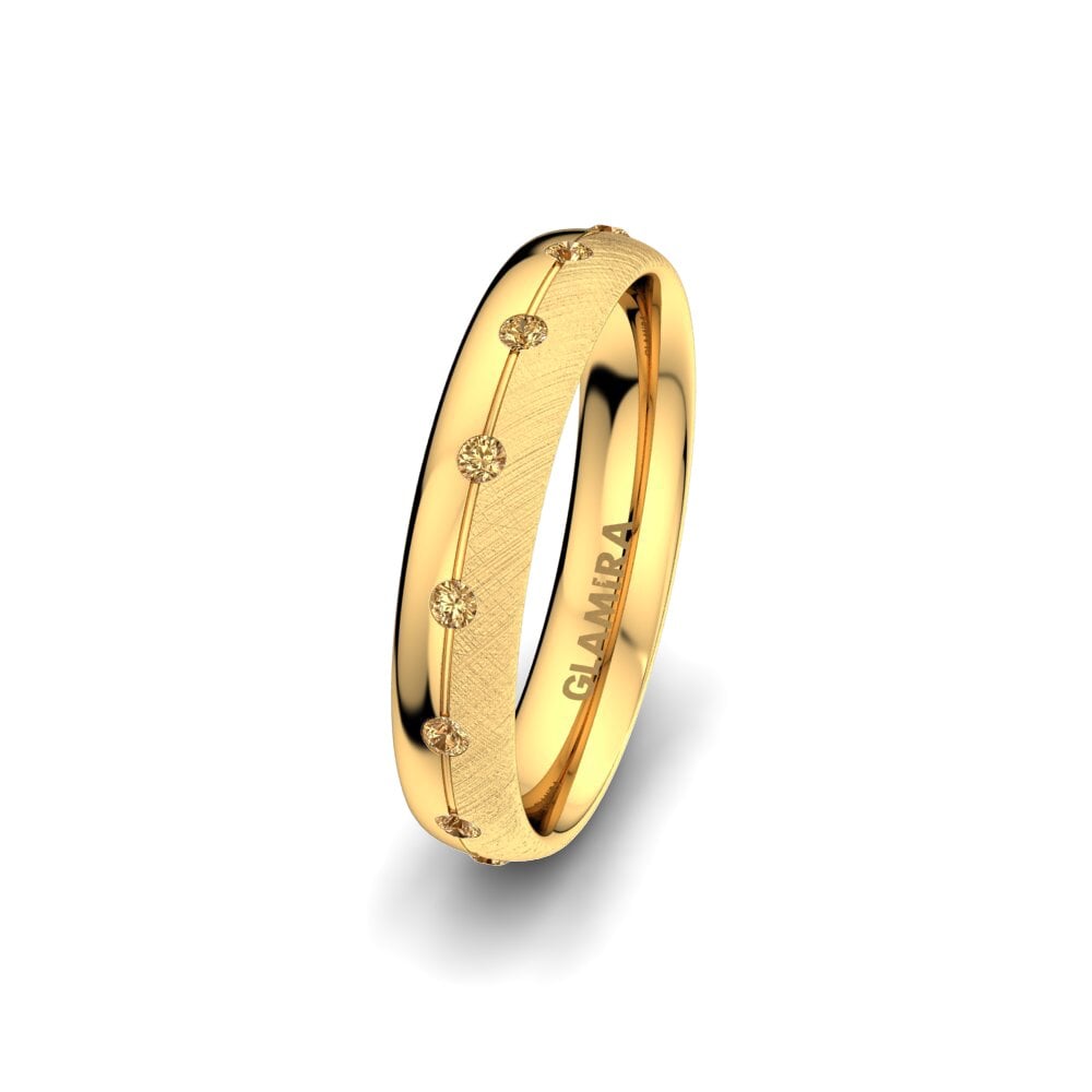 14ct Yellow Gold Brown Diamond Women's Wedding Ring Elegant Choice 4 mm