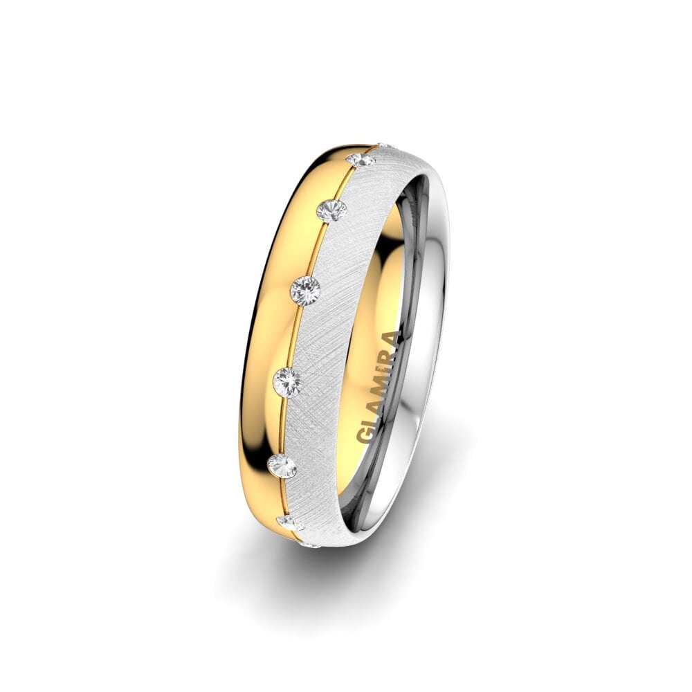 Or Blanc & Jaune 585 Saphir Blanc Alliance pour femme Elegant Choice 5 mm