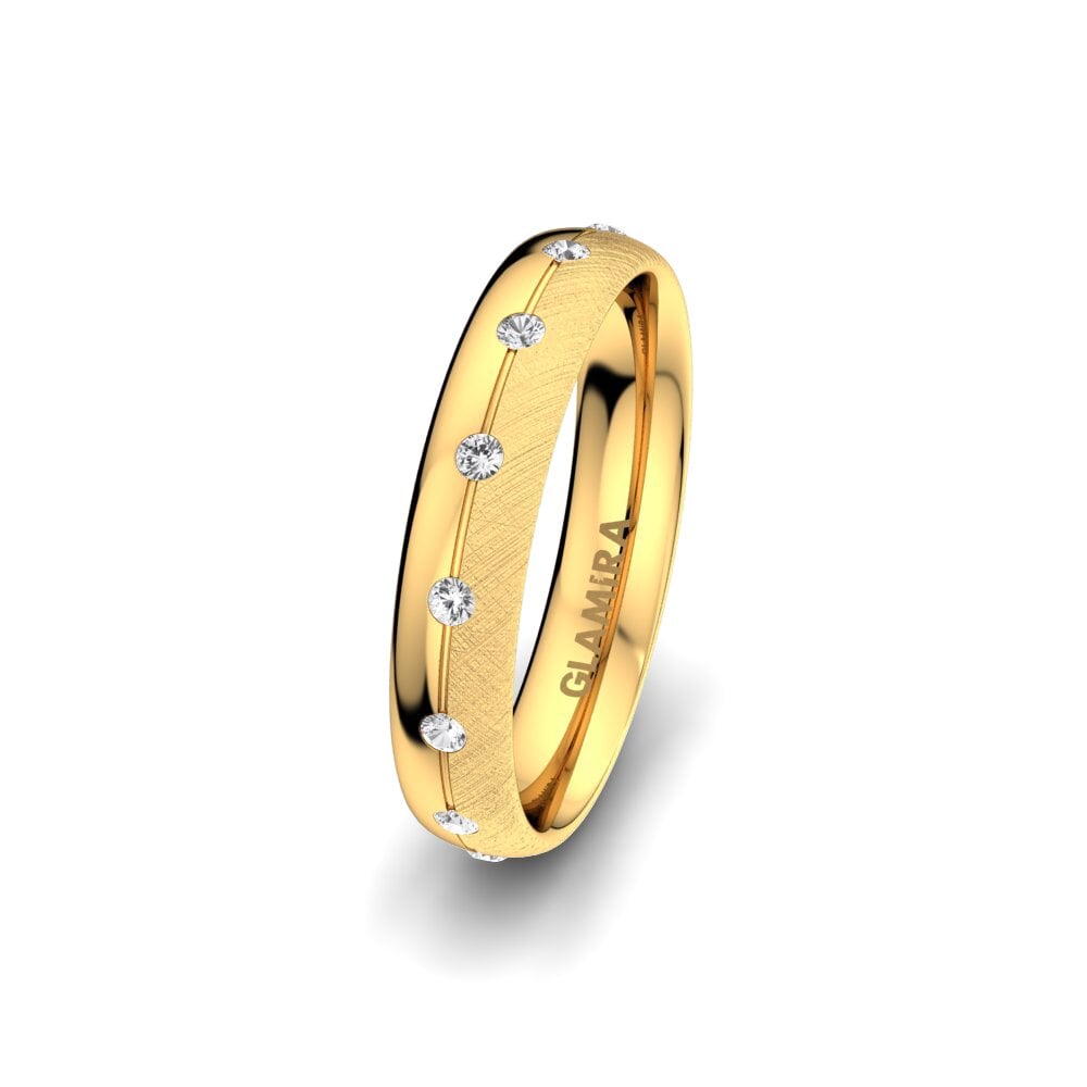14ct Yellow Gold White sapphire Women's Wedding Ring Elegant Choice 4 mm