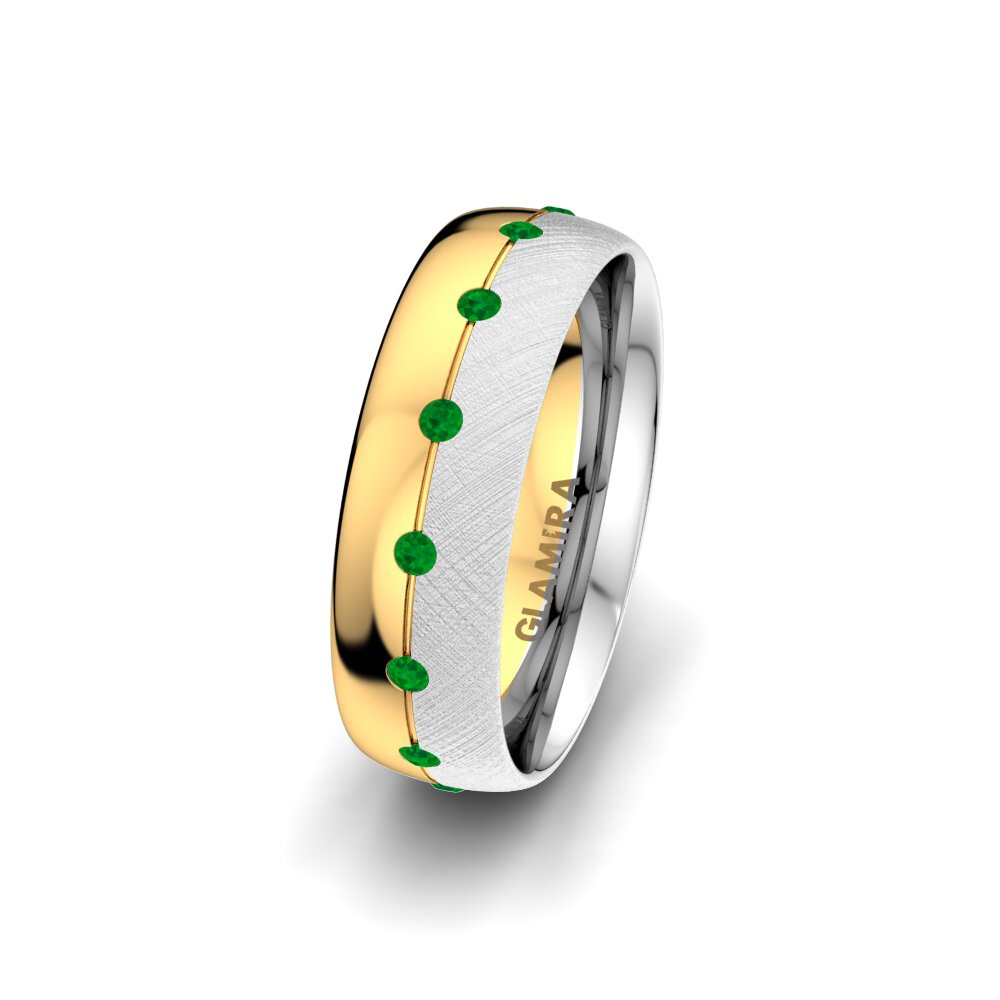 Or Blanc & Jaune 375 Émeraude Alliance pour femme Elegant Choice 6 mm